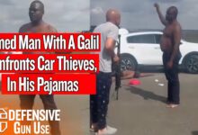 Armed Man With A Galil Confronts Car Thieves, In His Pajamas